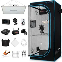 Kompletní sada Growbox - Professional - vnitřní skleník se 150W LED s plným spektrem stmívání (Samsung LM301H), uhlíkový filtr, ventilátor, APP - 60x60x180