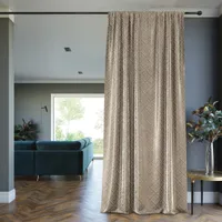Vorhang Gardine 140x250 cm Kräuselband Print Muster für Wohnzimmer Schlafzimmer Beige Silber