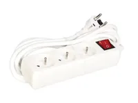 Perel Steckdosenleiste mit Schalter, 3 Steckdosen Typ E, Kabel 3 m, 3G1.5, Innenbereich, Weiß