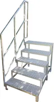 5 Stufen mit Geländer Stahltreppe Außentreppe Freistehend Breite 100 cm Höhe 90-105 cm verzinkt