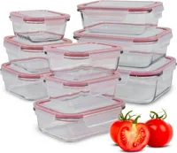 classbach® Szklane pojemniki do przechowywania żywności z pokrywką | zestaw 9 | odpowiednie do kuchenki mikrofalowej zmywarki zamrażarki piekarnika | Szklane pojemniki do przygotowywania posiłków | C-FHD 4011 G