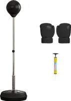 HOMCOM Punchingball Set Standbox Zestaw treningowy 125/131/138/145cm z regulacją wysokości 1 para rękawic 1 pompka Odpowiedni dla profesjonalistów i początkujących Czarny