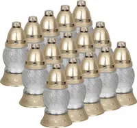 Grabkerzen Glas 15er Set mit einer subtilen Form und einem zarten Design, inkl. gold Deckel und weiß Einsatz | Grablicht, Trauerkerze | Friedhofskerzen, Grabdeko | Grablampe, Grabschmuck für Gedenkstätte