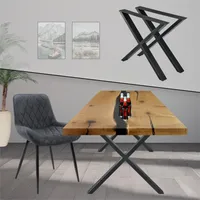 STADO | Tischgestell | Metall | Schwarz | 60x72cm | X-Design | Kreuzgestell | Tischbeine | Tischkufen | Tischuntergestell | Sitzecke | Möbelbeine