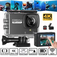 COOAU Action Cam 4K, 24MP Unterwasserkamera 40M Wasserdicht EIS Bildstabilisierun, Helmkamera WiFi Actionkameras mit Externem Mikrofon, 2*1350mAh Akku