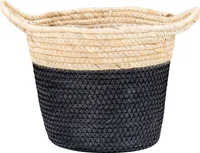 Korb Rund H25cm Natur Schwarz Pflanzkorb Geflochten Aufbewahrung Boho Deko