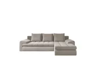 Sofa w kształcie L TOMI narożnik, tkanina Castel, wiele kolorów Zimny beżowy Prawostronny