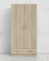 Kleiderschrank mit zwei Türen und einer Schublade, Eichenfarbe, 79 x 35 x H171 cm