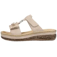 Rieker Damen Pantoletten Plateau Keilabsatz V0929, Größe:40 EU, Farbe:Beige