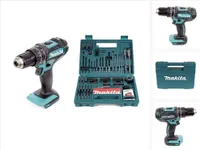 Makita DHP 482 Z akumulatorowa wiertarko-wkrętarka udarowa 18V 62Nm solo + zestaw bitów i wierteł Makita 100 szt.
