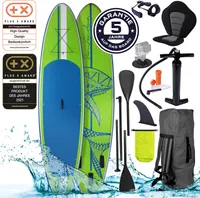 BRAST SUP Board Shark Aufblasbares Stand up Paddle Set 320x81x15cm Grün incl. Zubehör Fußschlaufe Paddel Pumpe Rucksack