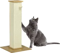PawHut Kratzbaum, 80 cm, Kratzstamm für Katzen mit Spielball, Kratzpsäule aus Sisalseil, Katzenkratzbaum mit Kratzbrett, Katzenmöbel, Eiche+Cremeweiß