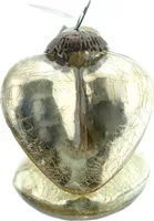 Weihnachtskugel Craquelé Optik in Herzform Goldfarben 7,5 cm - Glas