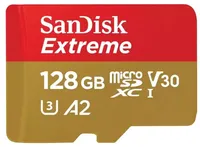SanDisk Extreme A2 U3 V30 190 MB/s microSD microSDXC 128GB + Rescue PRO DeluxeRed Gold Neu