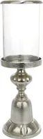 Gilde Windlicht  Cansino   silberfarben, Kerzenteller D 13,5 cm H= 27,0 cm  Ø 15,0 cm 62082