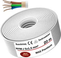 Feuchtraumkabel Stromkabel Mantelleitung 20m NYM-J 5x1,5 mm² Elektrokabel