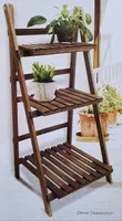 Sesua Pflanztreppe Holz klappbar 3 Ebenen 45,5 x 40,5 x 99,5 cm Blumentreppe Blumenleiter Blumenregal