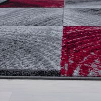 Bettumrandung Läufer Teppich vintage Kariert muster Schwarz Grau Rot Läuferset 