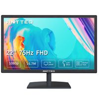 AntteQ 22-Zoll-Business-Computermonitor, FHD 1080p 75Hz Desktop-Monitor, Low Blue Light, Augenkomfort, HDMI-VGA-Anschlüsse, LED-PC-Monitor, Schwarz