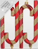 Christbaumschmuck Zuckerstangen 14cm Kunststoff 4er Set - Rot