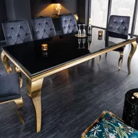 riess-ambiente Eleganter Design Esstisch MODERN BAROCK 200cm schwarz gold Edelstahl Opalglas Tischplatte Esszimmertisch Tisch