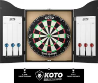 KOTO - Dart kabinett mit Dartscheibe & 6 Steel Dartpfeile, Throwline Dartschrank holz, Dart Schränke