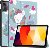 Case2go - Hülle kompatibel mit Xiaomi Redmi Pad SE (2023) - Auto/Wake-Funktion - TPU Kunstleder Tablet Case Schutzhülle - Einhorn