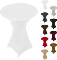Stehtischhusse Stretch Weiß elastischer Bistrotisch Überzug, ø 80cm