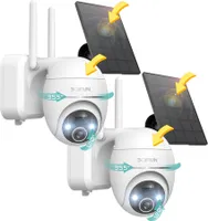 BOIFUN Überwachungskamera Solar für kabellos den Außenbereich 2K/3MP, intelligente Nachtsicht, 360-Grad-Drehung, PIR-Bewegungserkennung, Alarm, 2Stk