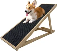 Hunderampe Echtholz 104x35 cm höhenverstellbar & klappbar 35 kg Tragkraft weiche Filz-Lauffläche