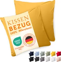 Blumtal Kissenbezug 80x80 cm 2er Set weich -  80x80 cm80x80 - Kopfkissen 80x80 Bezug - Kissen 80x80 Bezug - Kopfkissenbezüge 80x80 Gelb
