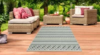 In- & Outdoor Teppich Sisal Optik Rauten Diamantenmuster grün sand Größe - 140 x 200 cm