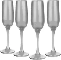 GLASMARK® silberne Sektgläser 4-Set 200ml Große (max. 220ml) 4 Stück Champagner-Gläser Prosecco Champagnergläser  - Hochwertige Qualität