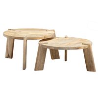 3-Satz Tisch Bambus Beistelltisch natur 3-teiliges Tischset Couchtisch weiß 