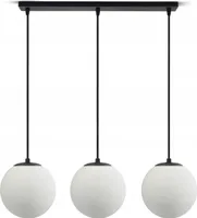 LUXOLAR Led Deckenleuchte, 3-flammig Hängelampe schwarz 15W, G9 - Deckenlampe wohnzimmer, Weiß Glas Kugeln Deckenlampe
