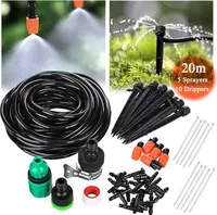 20 m hadica 5 hmlových rozprašovačov 10 kvapkadiel DIY Úspora vody Automatický mikrokapkový zavlažovací systém Záhradný skleník Zavlažovanie Rozprašovač Samozavlažovacie súpravy