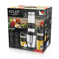 Adler Blender AD 4081 stolový, 800 W, materiál nádoby plast bez BPA, objem nádoby 0,57 a 0,4 l, drvenie ľadu, čierna/nerezová oceľ
