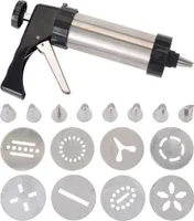 EXCELLENT HOUSEWARE Garnierspritze Gebäckpresse zum Dekorieren von Kuchen Torten 17-teilig