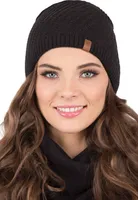 Vivisence damen beanie wintermütze warm und gemütlich kopfbedeckung an winter und herbst warm dick strickmütze, klassisch mütze für frauen, hergestellt in der eu, schwarz, einheitsgröße