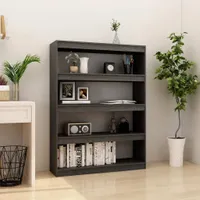 vidaXL Bücherregal/Raumteiler Grau 100x30x135,5 cm Kiefer Massivholz