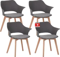 Jídelní židle ALBATROS sada 4 ks AALBORG, šedá - masivní bukové nohy, skandinávský retro design, pohodlná skořepinová židle - elegantní kuchyňská židle, jídelní židle k jídelnímu stolu