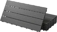 ECD Germany WPC terasové dlaždice, 60x30 cm, 30dílná ekonomická sada pro 5m², antracitová barva ve vzhledu dřeva, pro zahradní balkonové podlahy s drenáží a systémem click