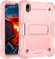 Pouzdro pro iPad mini 2024/iPad mini 2021, robustní hybridní ochranné pouzdro na tablet se stojánkem Růžový