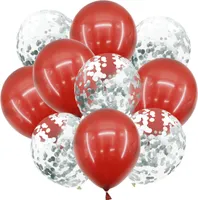 Oblique Unique Konfetti Luftballon Set 10 Stk Geburtstag Party Hochzeit Silberhochzeit JGA Einschulung Deko rot silber