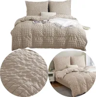 Pościel Beige 220x200cm 100% mikrofibra + 2 poszewki na poduszki 70x80 CREASY
