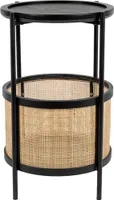 Makoto Beistelltisch Ø30cm mit Rattan Schwarz