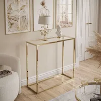 Konsolentisch MODERN GLASS II GOLD CHROM 80 cm Gold chrom / Glastischplatte