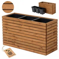 Blumenkasten für außen Pflanzen-Übertopf aus Holz mit Kunststoff-Pflanzeneinsatz 18 l Blumentopf eckig für Balkon oder Terrasse