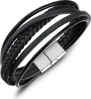 Lederarmband Männer Herren 20cm Magnetverschluss Bändchen Schmuck Accessoire Sicherheitsverschluss | schwarz