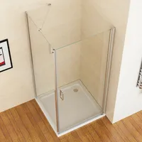 Duschkabine 90x75x195 cm Duschabtrennung Dusche Duschwand 180° Schwingtür mit Eckeinstieg